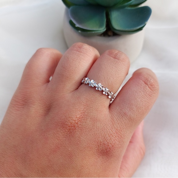 Hawaiian Flowers Ring Sterling Silver 925 - Picture 2 of 3